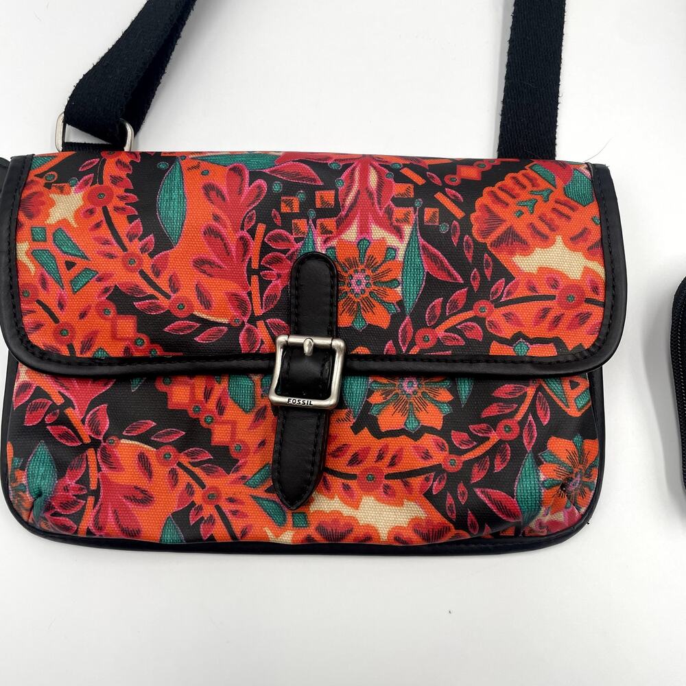 Fossil Key-Per Floral Coated Canvas Crossbody Pur… - image 2